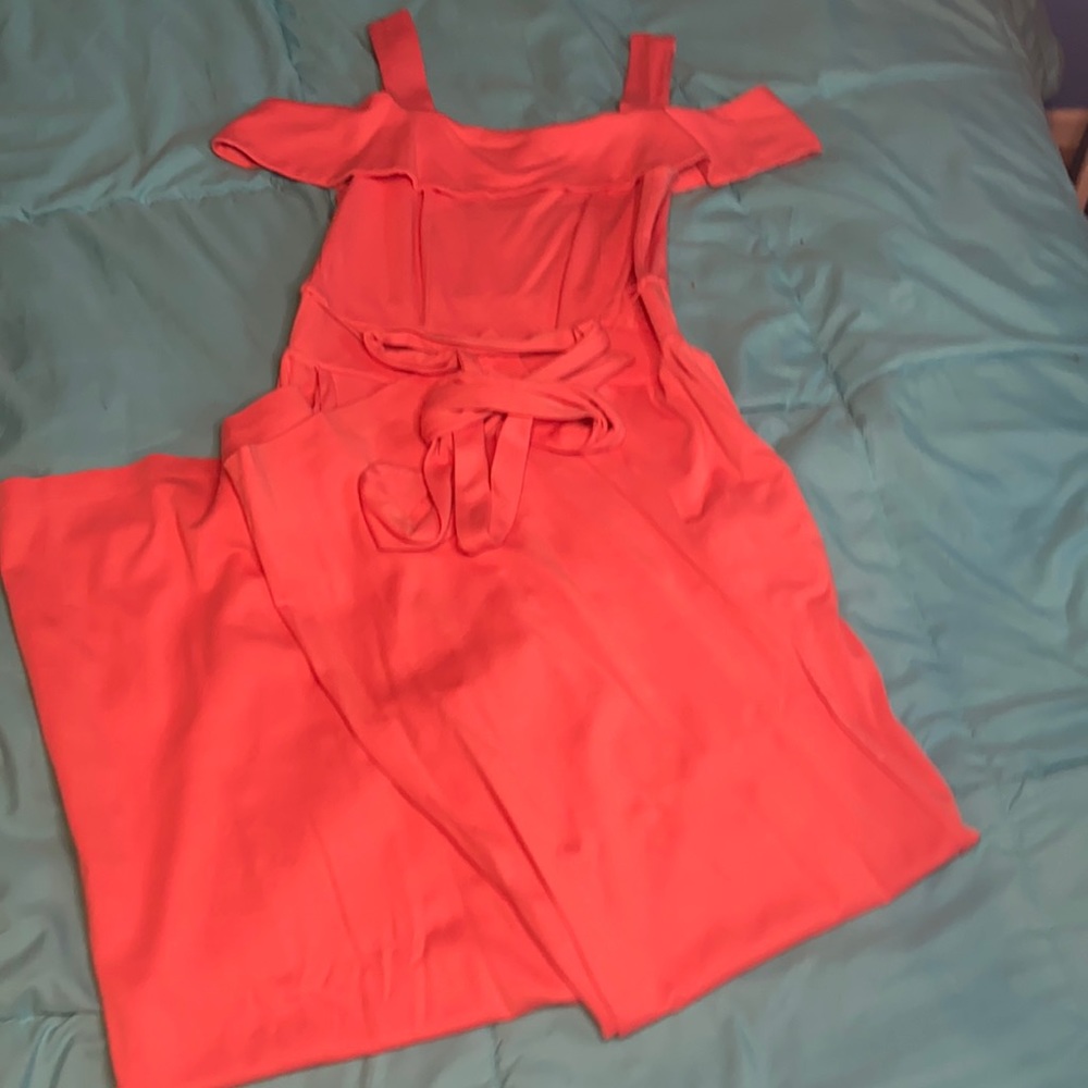 coral tie romper